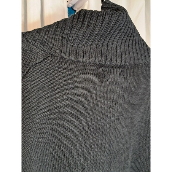 Chaps Grandpa Cardigan Knit Collared Sweater Button Up Long Sleeve Black Large - Picture 7 of 11